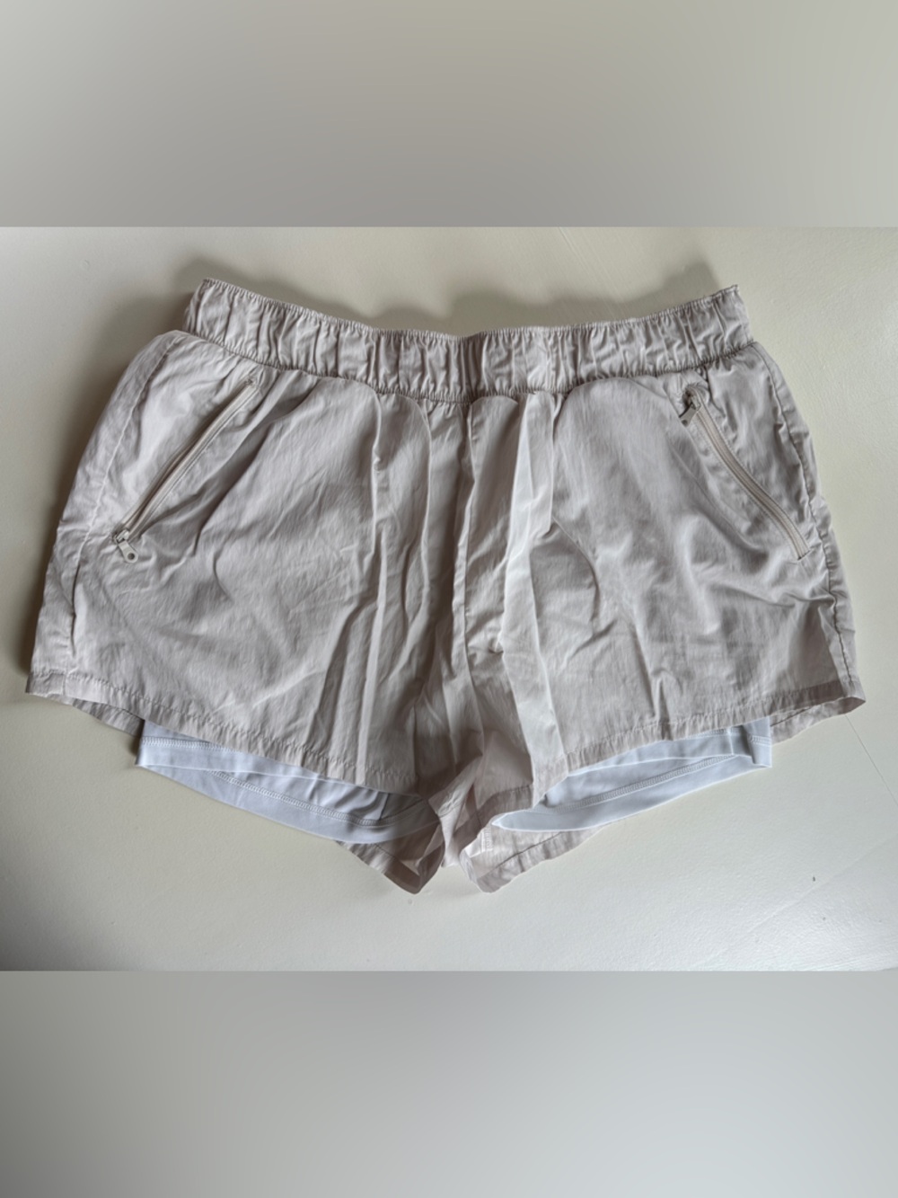 Offline by aerie beige athletic shorts with white inner liner